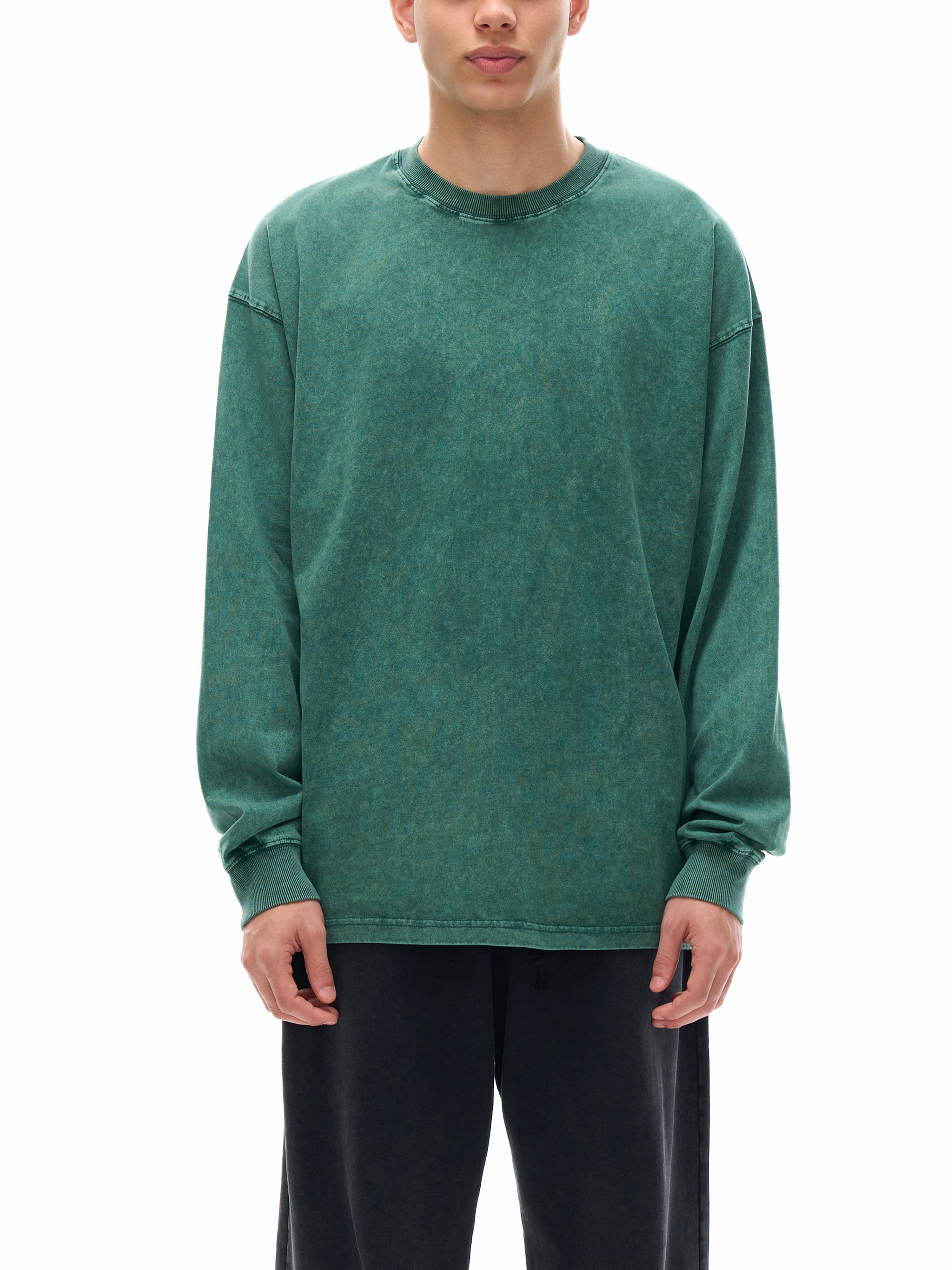 鶏舎 / WASHED HEAVY WEIGHT LONG SLEEVE Gymshark Legacy Washed Long Sleeve Top - Dusk Green/Acid