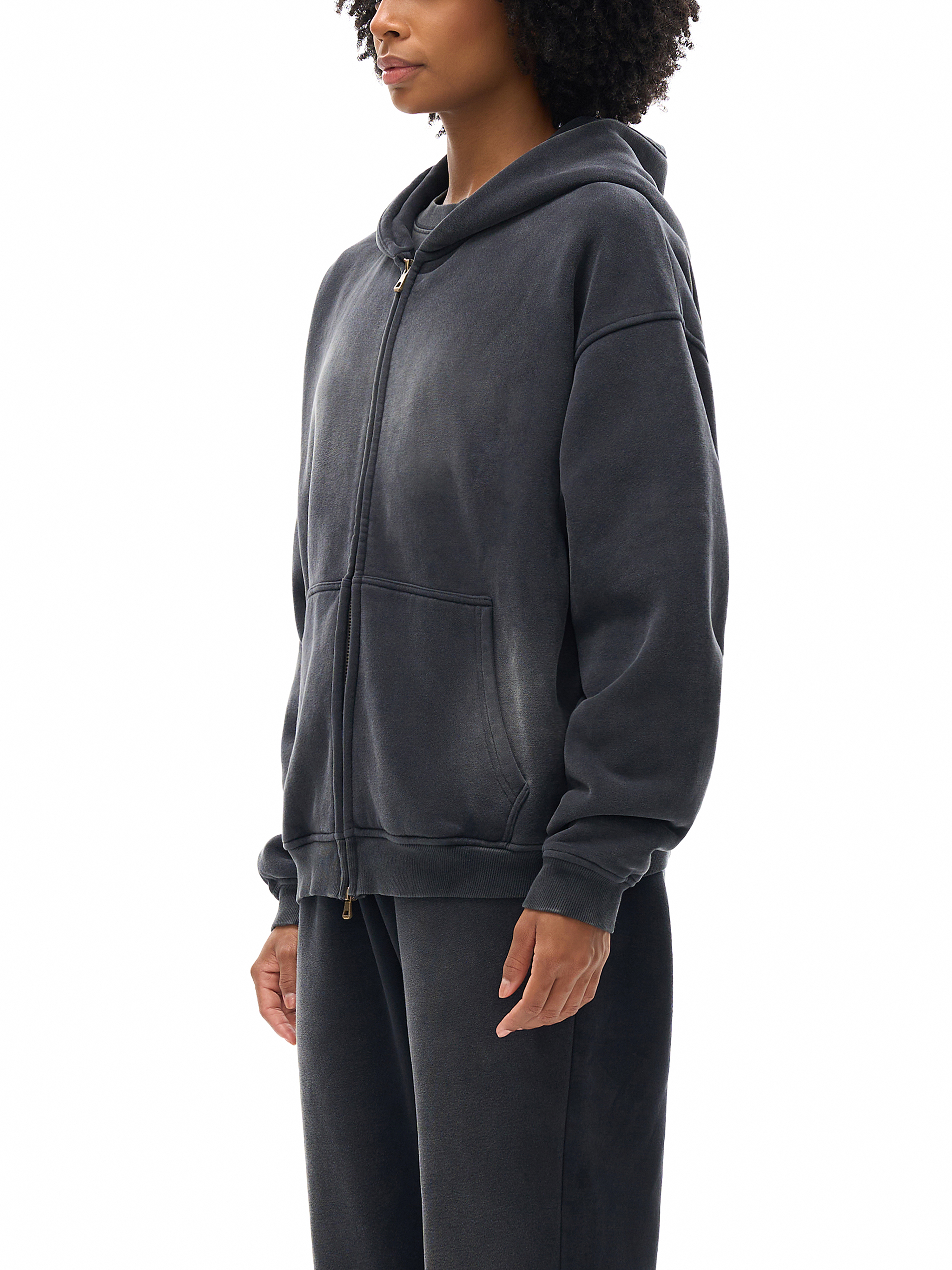 Sunfade Two-way Zip-up Boxy Hoodie #RU0076