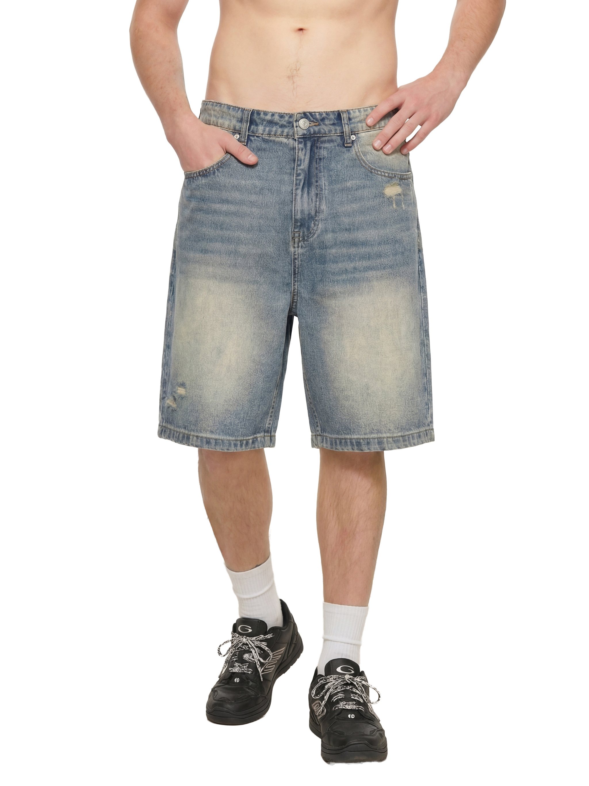 Faded Distressed Baggy Denim Shorts #RK0056 | TAPSTITCH